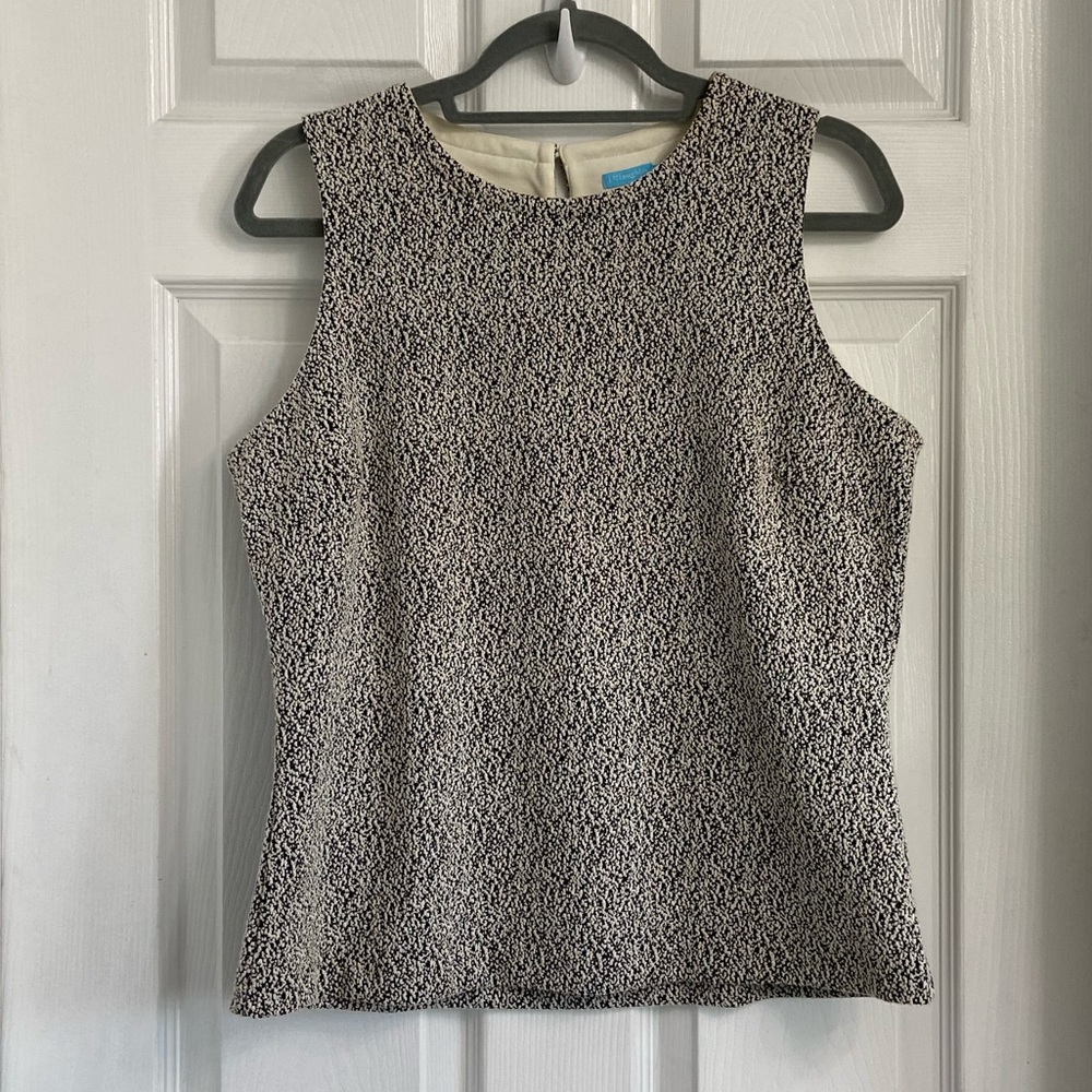 J. McLaughlin Sleeveless Blouse Size Large Gray & White Fitted